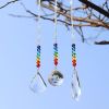 1pc Garden Plant Bird Repelling Tool; Clear Hanging Crystals Rainbow Suncatcher; Prism Pendant Ornament With Colorful Chain For Home And Garden Decora