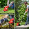 7.2V Cordless Grass Shear with Extension Handle and Rechargeable Battery - Red