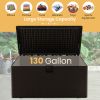 130 Gallon Patio All Weather Storage Container with Lockable Lid - Brown