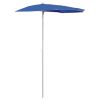 Garden Half Parasol with Pole 70.9"x35.4" Azure Blue - Blue