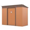 4.2 x 9.1 Ft Outdoor Storage Shed, Metal Tool Shed with Lockable Doors Vents, Utility Garden Shed for Patio Lawn Backyard,Brown - as Pic