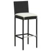 Garden Bar Stools with Cushions 2 pcs Black Poly Rattan - Black