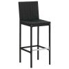 Garden Bar Stools with Cushions 4 pcs Black Poly Rattan - Black