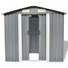 Garden Storage Shed Gray Metal 80.3"x52"x73.2" - Grey