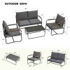 4-Piece Outdoor Patio Furniture Sets, Patio Conversation Set with Removable Seating Cushion, Courtyard Patio Set for Home, Yard, Poolside (Grey)  - Da