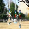 1pc Garden Plant Bird Repelling Tool; Clear Hanging Crystals Rainbow Suncatcher; Prism Pendant Ornament With Colorful Chain For Home And Garden Decora