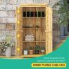 Outsunny Wooden Garden Shed, Outdoor Storage Cabinet with Waterproof Galvanized Metal Roof, Narrow Tool Shed with 3 Shelves and Lockable Door, Natural