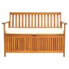 Wooden Outdoor Storage Bench Large Deck Box, Entryway Storage Bench with Inner Waterproof Dustproof Lining for Patio Garden Balcony Yard, Natural Wood