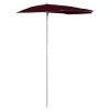 Garden Half Parasol with Pole 70.9"x35.4" Bordeaux Red - Red