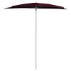 Garden Half Parasol with Pole 70.9"x35.4" Bordeaux Red - Red