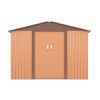 9.1' x 10.5' Outdoor Metal Storage Shed, Garden Tool Shed Storage House with Double Sliding Doors and 4 Vents for Backyard, Patio, Lawn, coffee - As P