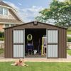 Backyard Storage Shed 11' x 12.5' with Galvanized Steel Frame & Windows, Outdoor Garden Shed Metal Utility Tool Storage Room with Lockable Door for Pa