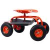 Rolling Garden Scooter Garden Cart Seat with Wheels and Tool Tray, 360 Swivel Seat,Red - Green - 24.4*11.4*16.5cm