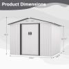 8' x 8' Outdoor Storage Shed, Metal Garden Shed with Double Sliding Doors, 4 Air Vents, Tool Storage House Shed for Yard, Patio, Lawn, White+Gray - As