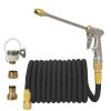 1pc High Pressure Thickened Car Washing Hose; Garden Water Pipe Metal Water Gun Nozzle; Retractable Water Hose Car Washing Tool Set - 50FT-15m Extend