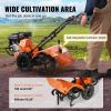 VEVOR Tiller Cultivator, 212CC 4-Stroke Garden Cultivator, Tiller with 4 Steel Adjustable Rear Tines for Lawn, Garden and Field Soil Cultivation - 212