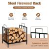 Indoor/Outdoor Small Firewood Rack with Handle - Black - 18 x 13 x 18 inch