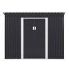 4.2 x 9.1 Ft Outdoor Storage Shed, Metal Tool Shed with Lockable Doors Vents, Utility Garden Shed for Patio Lawn Backyard, Dark Gray - as Pic