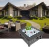 Portable Courtyard Metal Fire Pit with Accessories Black - black - square-shaped