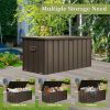 160 Gallon Outdoor Storage Deck Box Waterproof, Large Patio Storage Bin for Outside Cushions, Throw Pillows, Garden Tools, Lockable (Dark Brown) - as