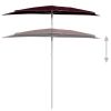 Garden Half Parasol with Pole 70.9"x35.4" Bordeaux Red - Red