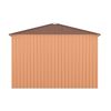 9.1' x 10.5' Outdoor Metal Storage Shed, Garden Tool Shed Storage House with Double Sliding Doors and 4 Vents for Backyard, Patio, Lawn, coffee - As P