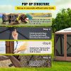 VEVOR Camping Gazebo Screen Tent; 12*12ft; 6 Sided Pop-up Canopy Shelter Tent with Mesh Windows; Portable Carry Bag; Stakes - 12 ft x 12 ft