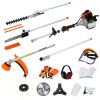 10 in 1 Multi-Functional Trimming Tool, 33CC 2-Cycle Garden Tool System with Gas Pole Saw, Hedge Trimmer, Grass Trimmer, and Brush Cutter EPA Complian