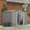 8 x 6 Feet Galvanized Steel Storage Shed for Garden Yard - Gray