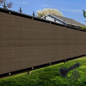 Artpuch Privacy Fence Screen Brown Customized Outdoor Mesh Panels for Backyard, Balcony,Patio,Construction Site with Zip Ties (Color: Brown, size: 3x107 ft)